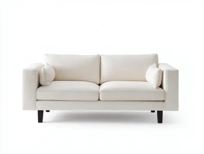 2-Sitzer Sofa aus Strukturstoff 165 x 88 x 84 cm - cremeweiß - für das Wohnzimmer - modern mit kantigen Armlehnen-Sodirodecor
