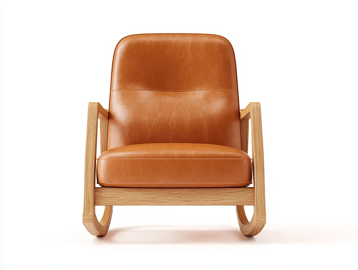 Schaukelstuhl Kunstleder 76 x 98 x 102 cm - braun - für Wohnzimmer - modern mit Holzgestell-Sodirodecor