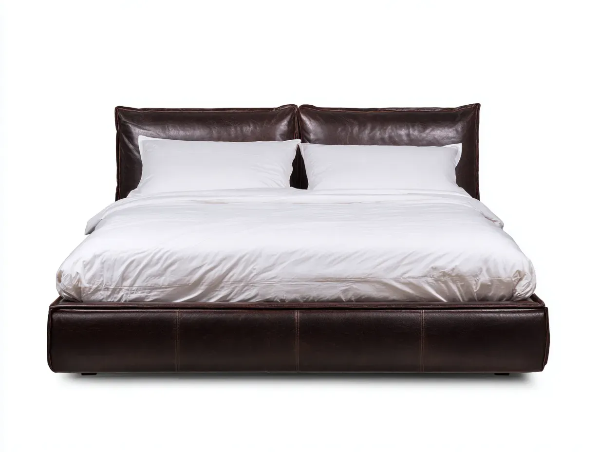 Doppelbett Kunstleder 200 x 180 x 105 cm - dunkelbraun - für Schlafzimmer - modern gepolstert mit hohem Kopfteil-Sodirodecor