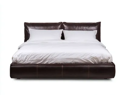 Doppelbett Kunstleder 200 x 180 x 105 cm - dunkelbraun - für Schlafzimmer - modern gepolstert mit hohem Kopfteil-Sodirodecor