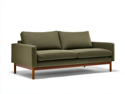 2-Sitzer Sofa Stoff 200 x 88 x 82 cm - olivgrün - für Wohnzimmer - modern mit Holzgestell-Sodirodecor