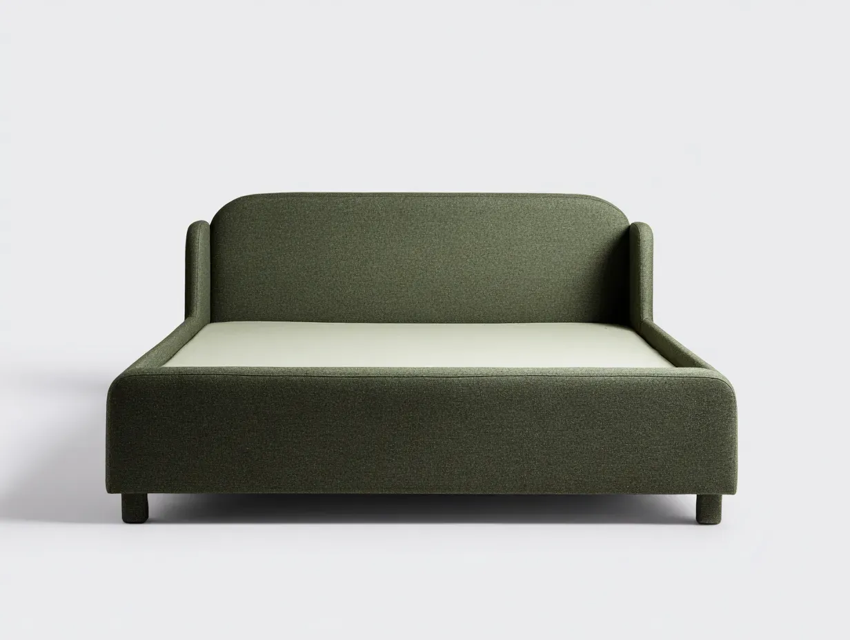 Doppelbett Stoff 200 x 180 x 95 cm dunkelgrün für Schlafzimmer - modern gepolstert mit Kopfteil-Sodirodecor