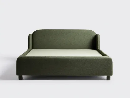 Doppelbett Stoff 200 x 180 x 95 cm dunkelgrün für Schlafzimmer - modern gepolstert mit Kopfteil-Sodirodecor