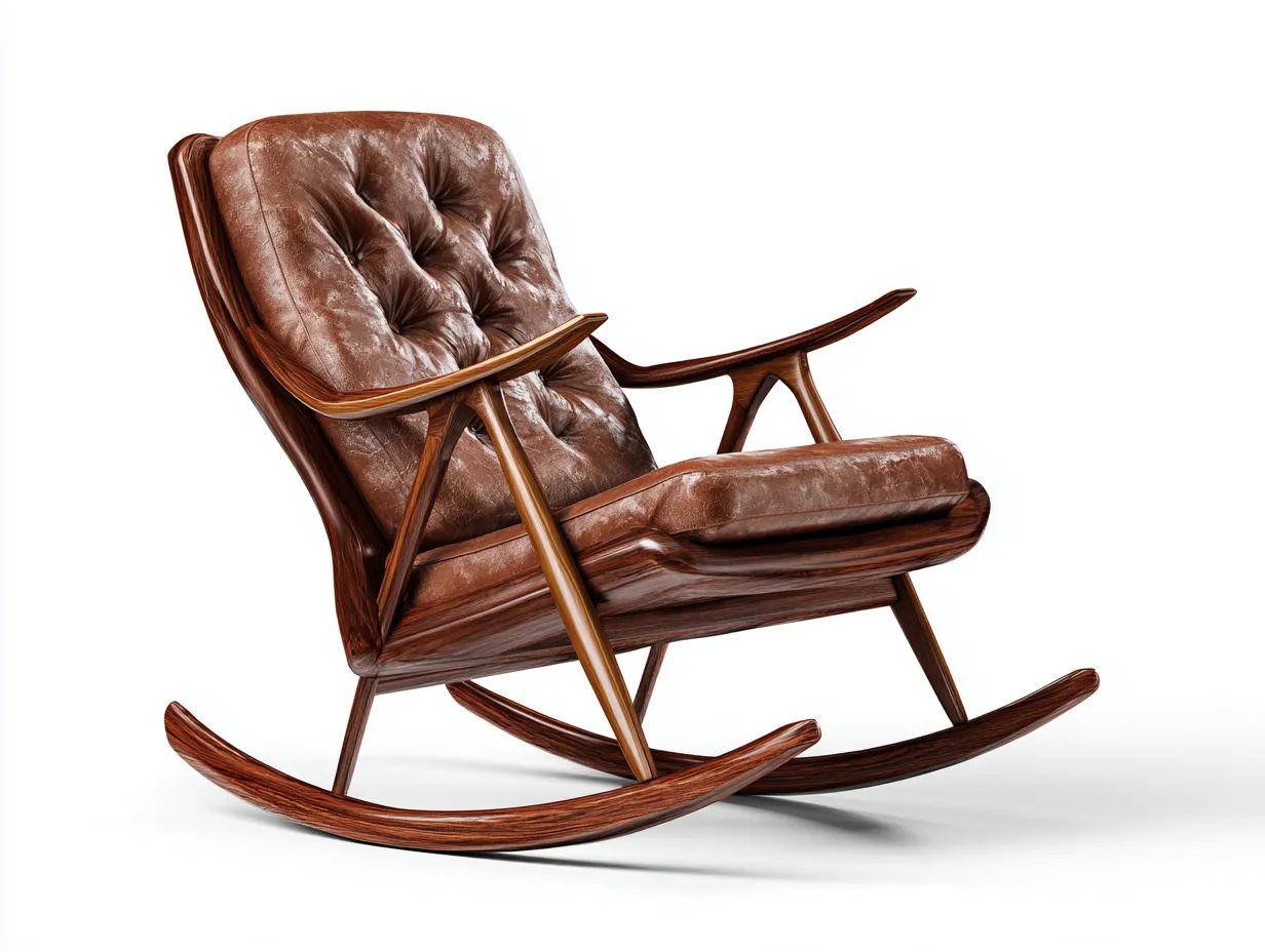 Schaukelstuhl Kunstleder 76 x 98 x 102 cm - braun - für Wohnzimmer - modern mit Holzgestell-Sodirodecor