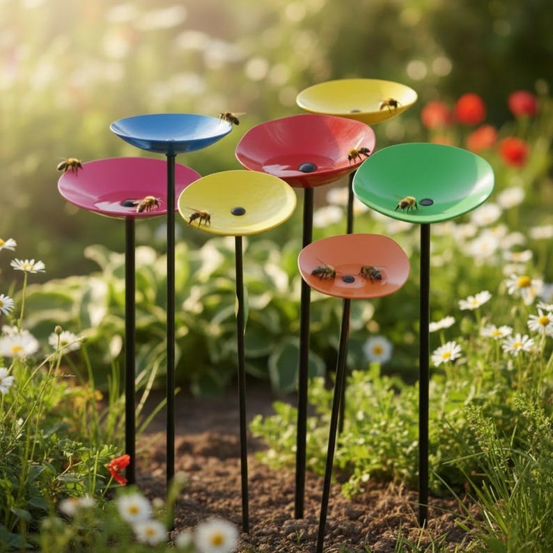 💖Handmade Bee Watering Station, Butterfly Puddler, Hummingbird Drinking Cups