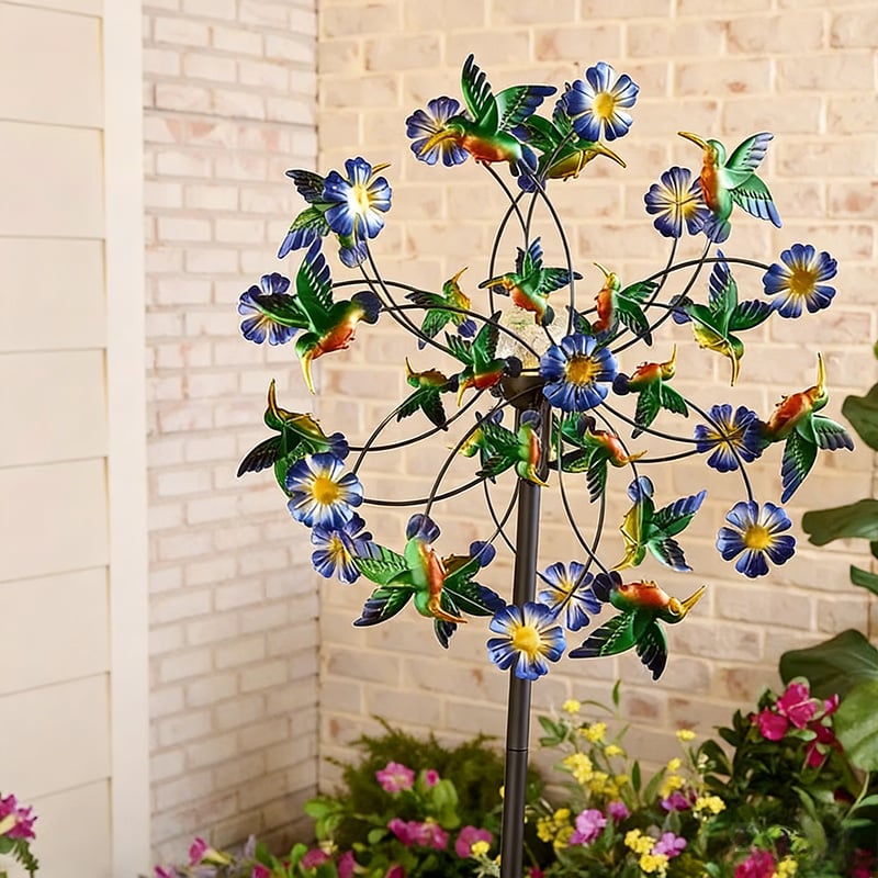 ☀️🌀Outdoors Wind Spinners with Decorative Flowers🌸(Includes bracket)87cm - Buy 1