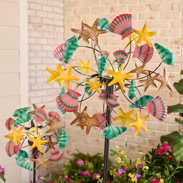 ☀️🌀Outdoors Wind Spinners with Decorative Flowers🌸(Includes bracket)87cm - Buy 1
