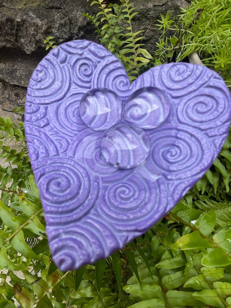 🌸Ceramic Heart Butterfly Bath Garden Stake