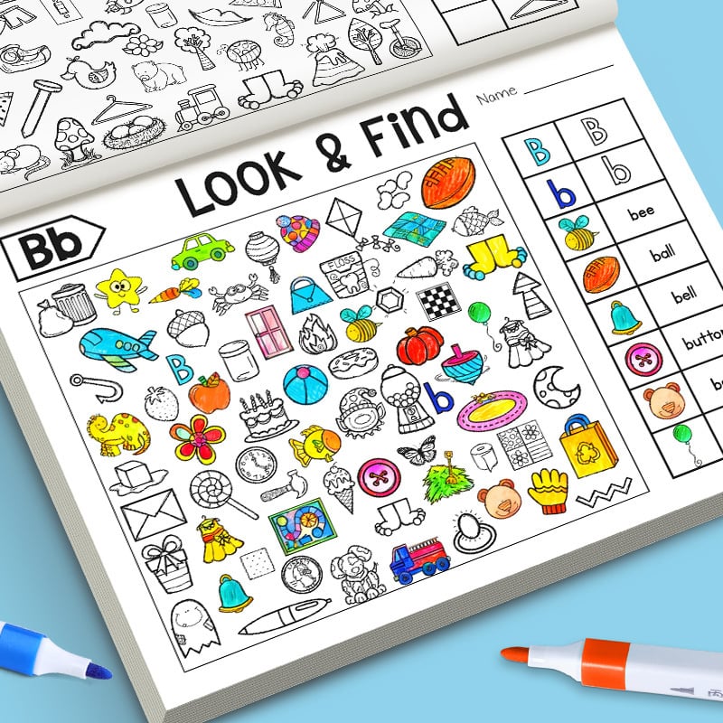 🎨🔍Look & Find Coloring Book – 800+ Hidden Pictures + Coloring Fun | Ages 3+ | US & EU Safety Certified