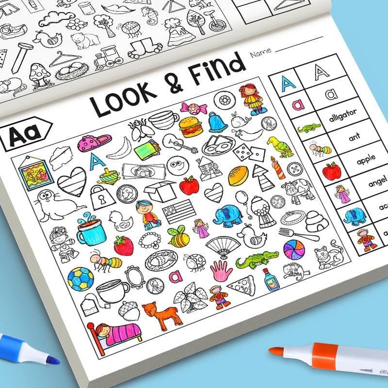 🎨🔍Look & Find Coloring Book – 800+ Hidden Pictures + Coloring Fun | Ages 3+ | US & EU Safety Certified