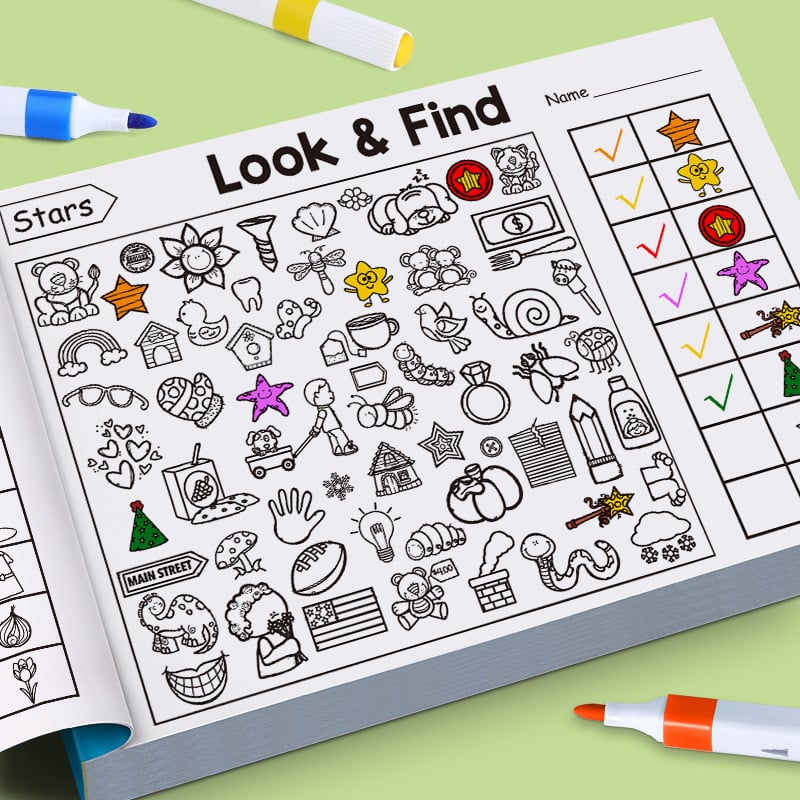 🎨🔍Look & Find Coloring Book – 800+ Hidden Pictures + Coloring Fun | Ages 3+ | US & EU Safety Certified