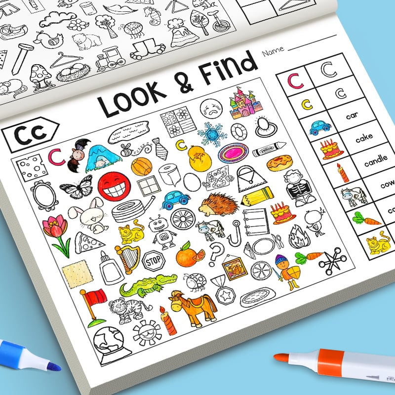 🎨🔍Look & Find Coloring Book – 800+ Hidden Pictures + Coloring Fun | Ages 3+ | US & EU Safety Certified