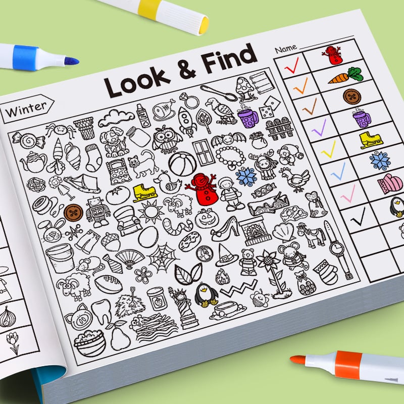 🎨🔍Look & Find Coloring Book – 800+ Hidden Pictures + Coloring Fun | Ages 3+ | US & EU Safety Certified