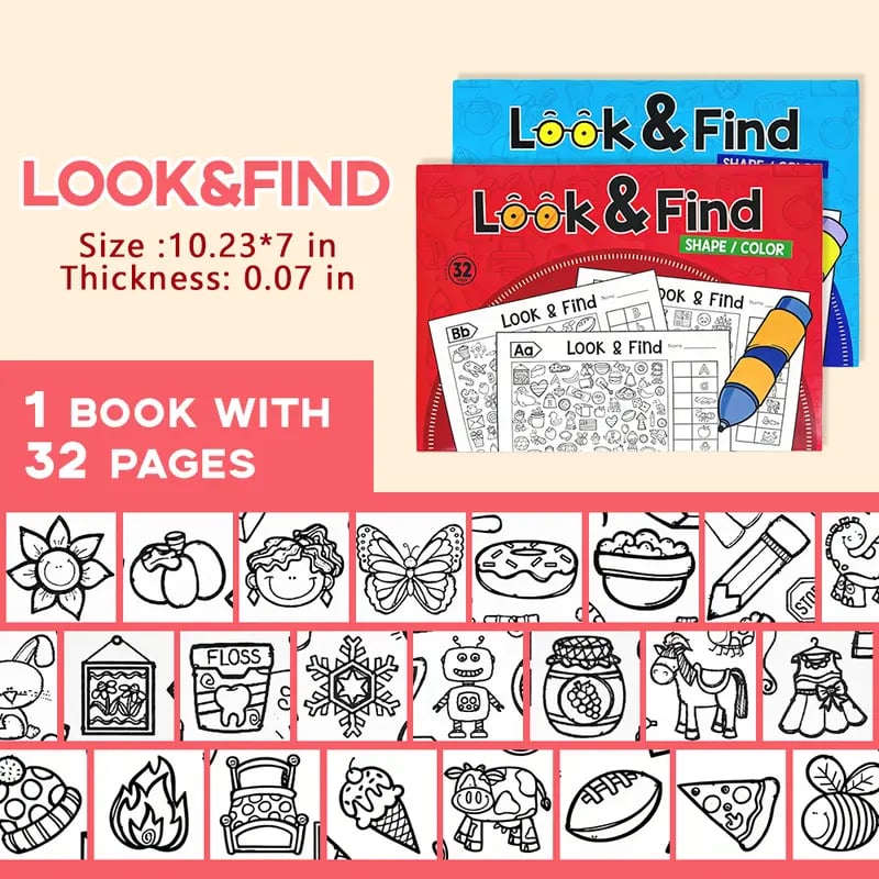 🎨🔍Look & Find Coloring Book – 800+ Hidden Pictures + Coloring Fun | Ages 3+ | US & EU Safety Certified