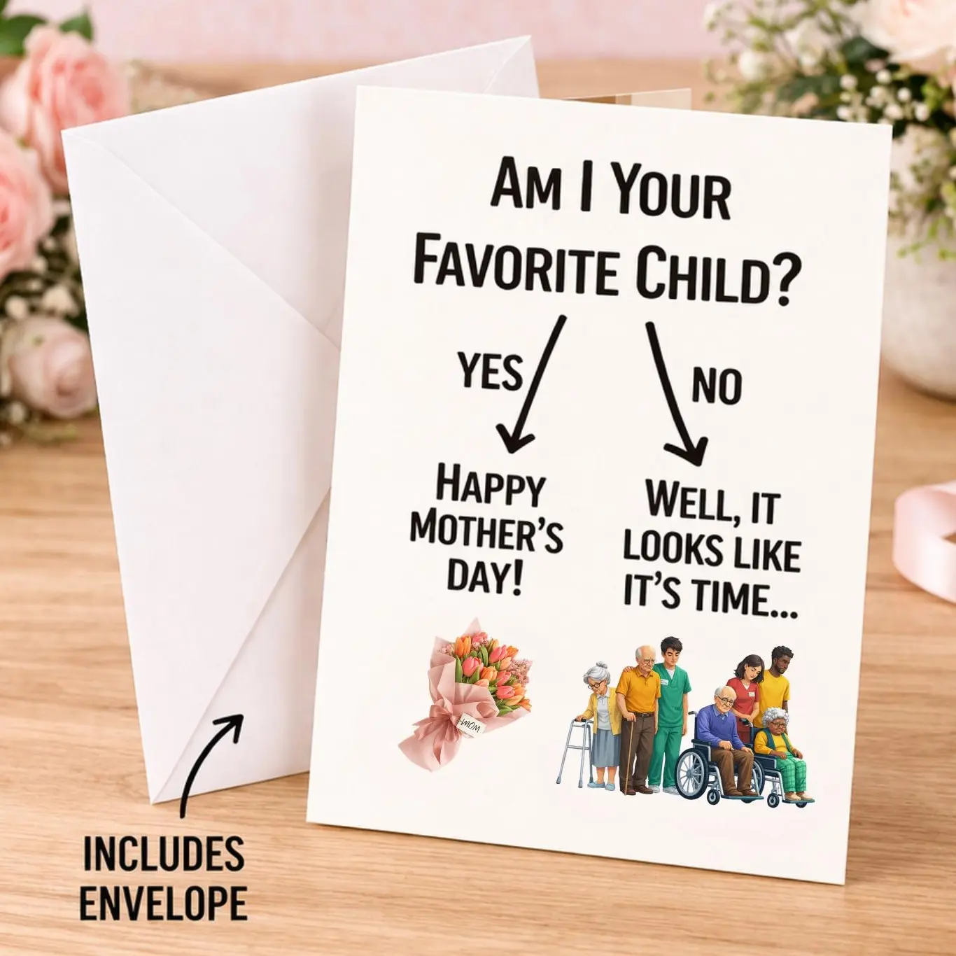 Funny Mothers Day Card for Mom - Gag Gift Card, Blank Inside, Ready to Gift Humorous Mothers Day Card for Mom, Funny Greeting Card, Blank Inside with Envelope Funny Card for Mom, Mothers Day Greeting Card, Blank Inside