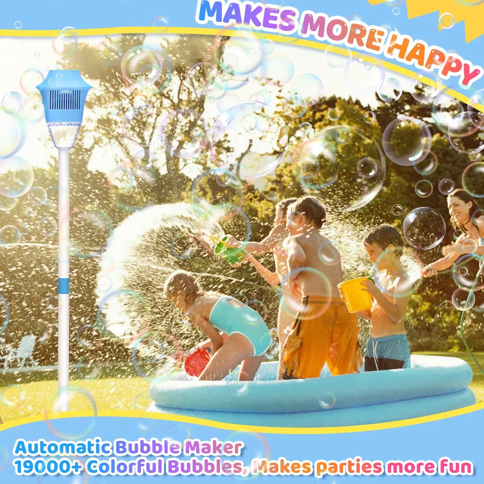 ⏰Last Day 53% OFF🔥Automatic Handheld Bubble Machine for Kids, Bubble Maker Spring Summer Toys with Lights