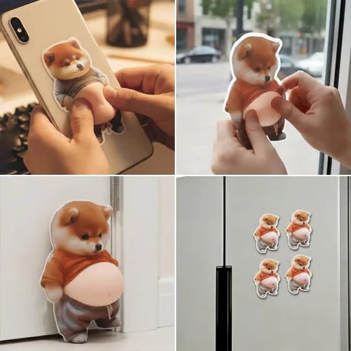 3D Cute Shiba Inu Self-Adhesive Door Stopper & Stress Ball
