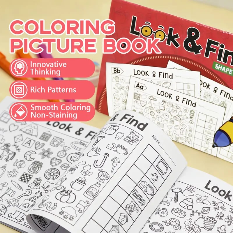 🎨🔍Look & Find Coloring Book – 800+ Hidden Pictures + Coloring Fun | Ages 3+ | US & EU Safety Certified