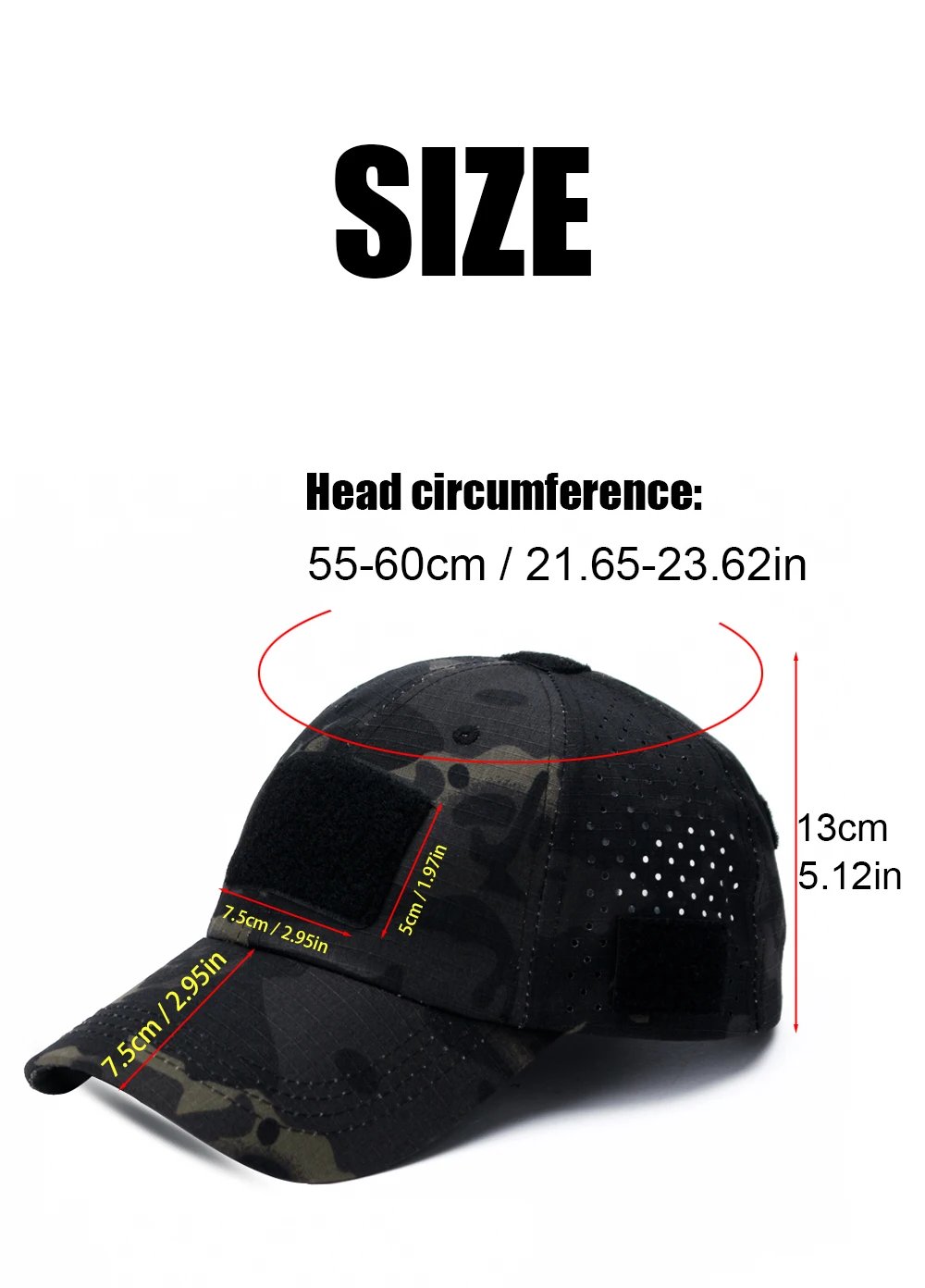 Detail des verstellbaren Riemens an der Camouflage-Baseballkappe