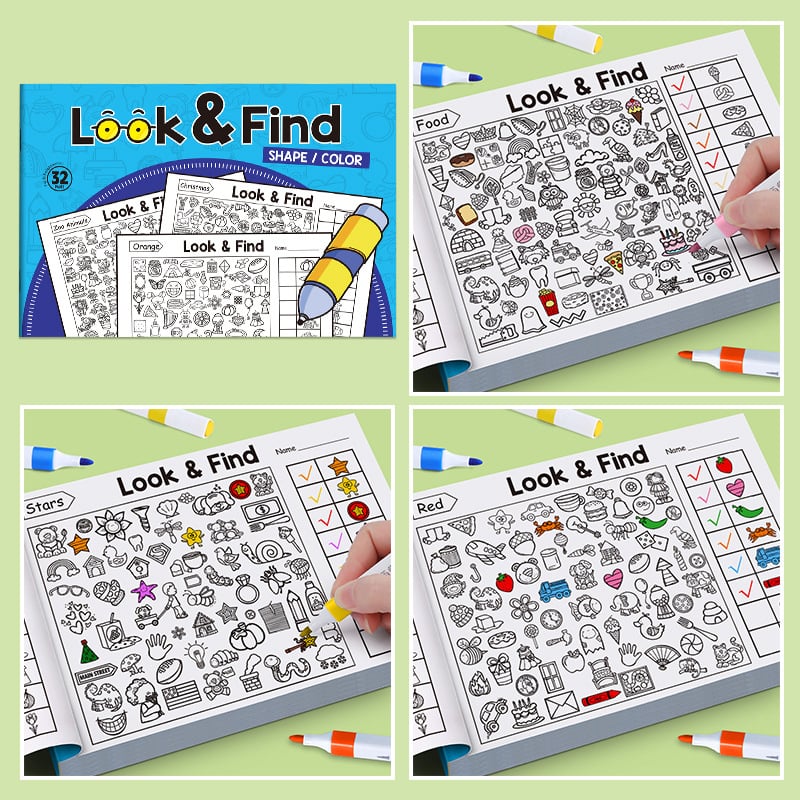 🎨🔍Look & Find Coloring Book – 800+ Hidden Pictures + Coloring Fun | Ages 3+ | US & EU Safety Certified