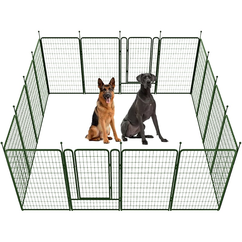 🎉Only Today Second item half pricef💥Garden Fence 16 Pieces Decorative Outdoor Dog Fence for Yard - Heavy Duty Metal Animal Barrier
