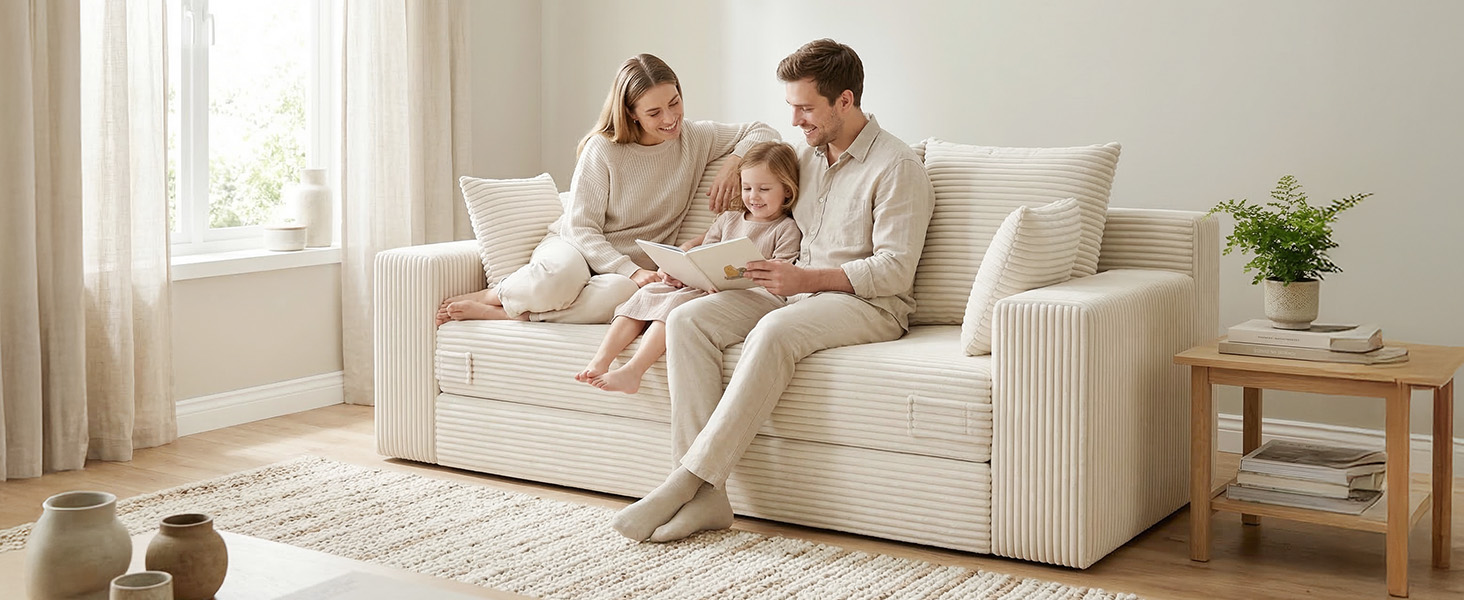 beige boneless couches