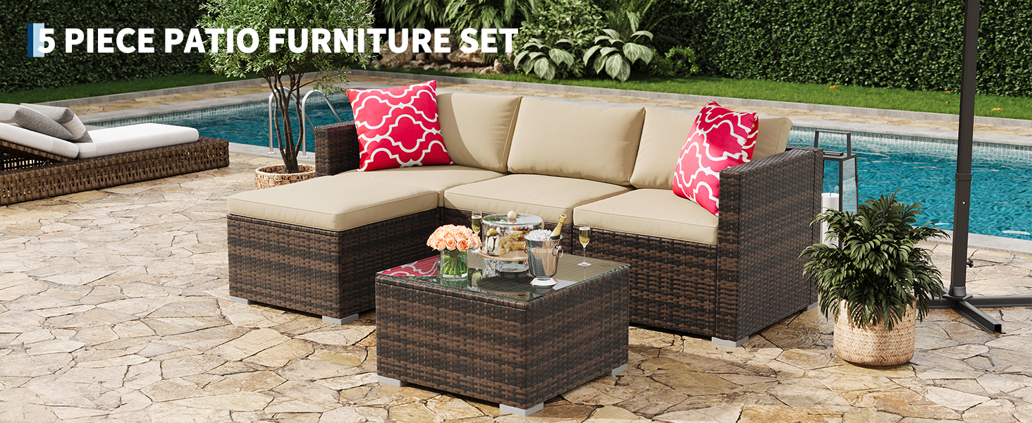 5-Piece Outdoor Sectional Sofa Set