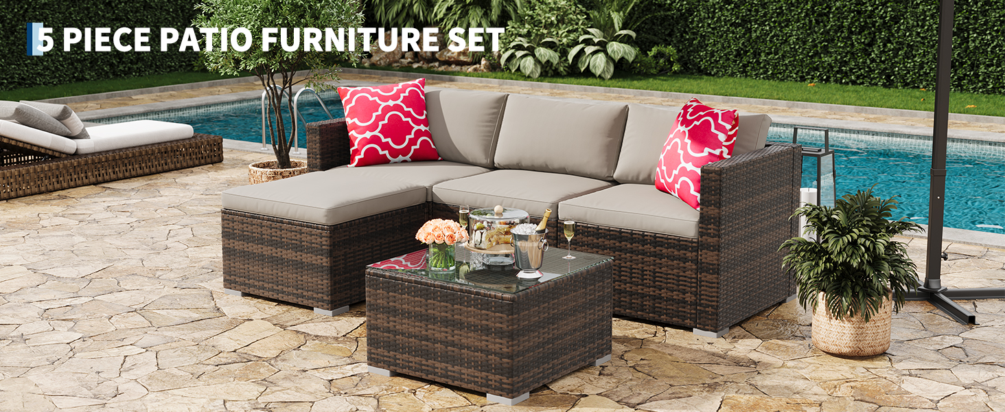 5-Piece Outdoor Sectional Sofa Set