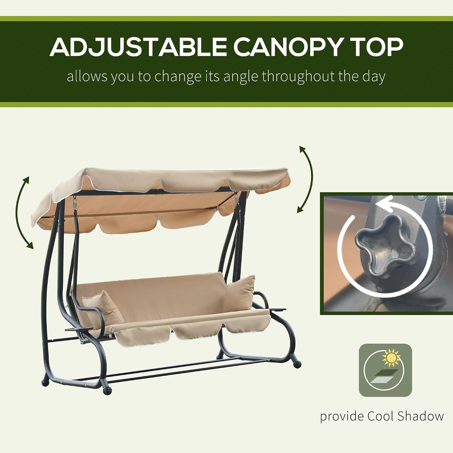 🎉Today's Special Value💝3-Seat Outdoor Patio Swing Chair✅2-in-1 Convertible Flat Bed