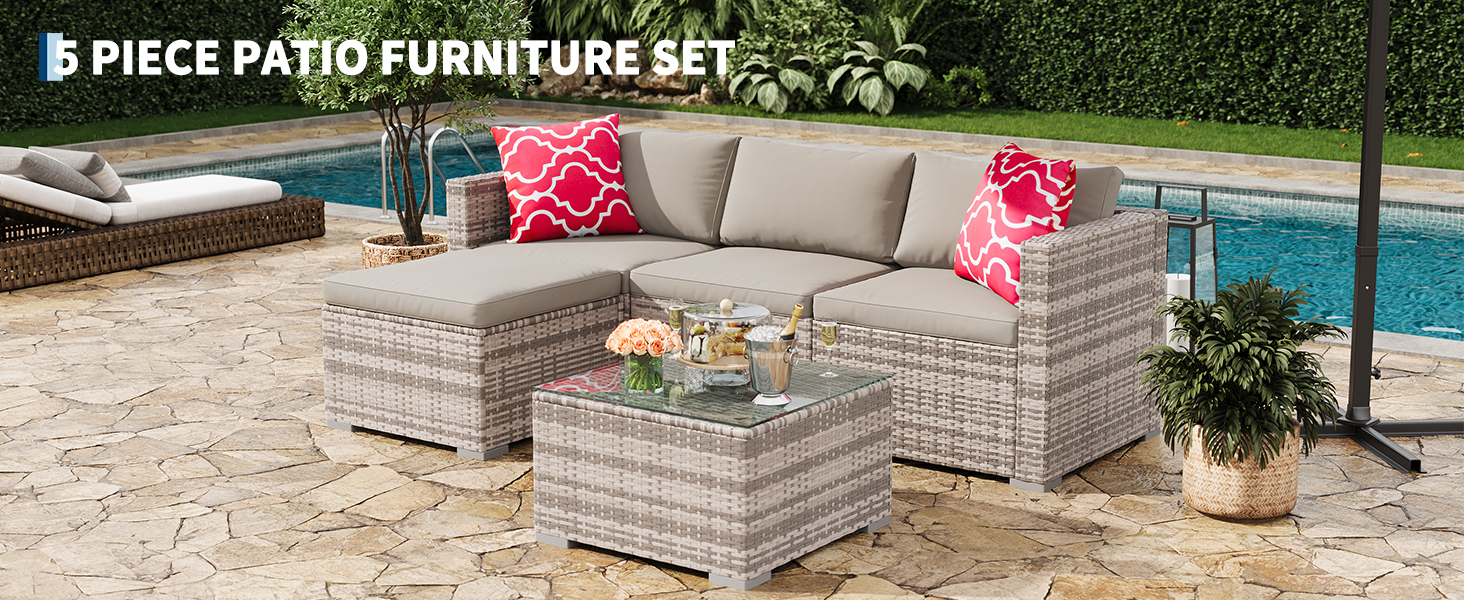 5-Piece Outdoor Sectional Sofa Set