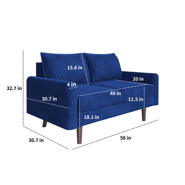 Jakaela 56'' Upholstered Velvet Loveseat Sofa