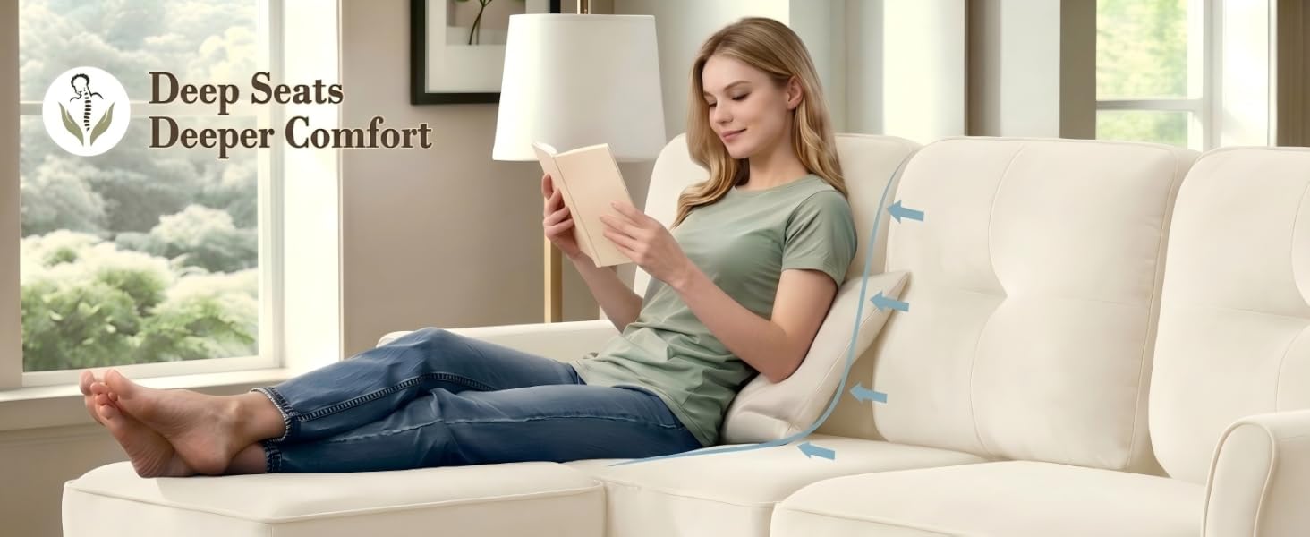 3 Seater Sofa, L Shaped Couch with Ottoman, Small Sectional Couch Sofas for Living Room, Bedroom