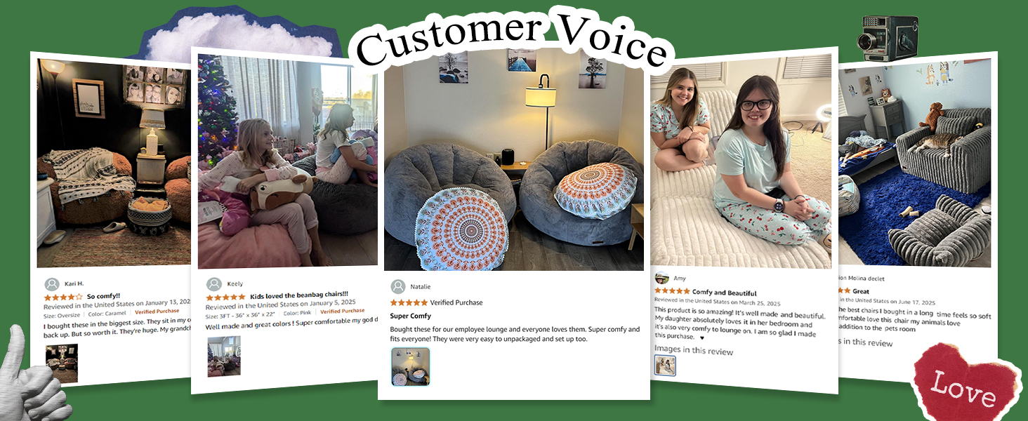 Three colors available for you to choose favorite Hobestluk bean bag chair