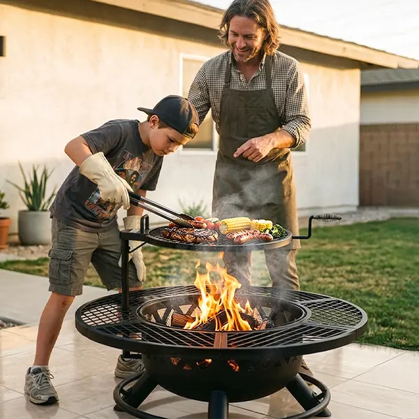 🎉Only Today Buy 1, Get 1 50% OFF💥2-in-1 Wood Burning Fire Pit with Removable Cooking Grill 