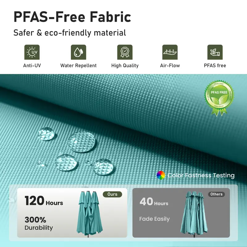🎉Only Today Buy 1, Get 1 50% OFF💥  15 ft Rectangle Patio Umbrella with Solar Lights and Base Included