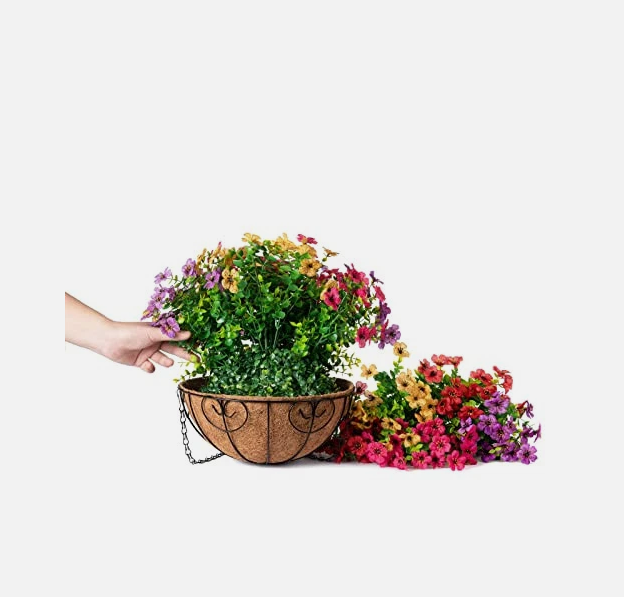 Artificial Faux Hanging Plants Flowers Basket for Summer Outdoor Outside