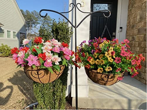 Artificial Faux Hanging Plants Flowers Basket for Summer Outdoor Outside