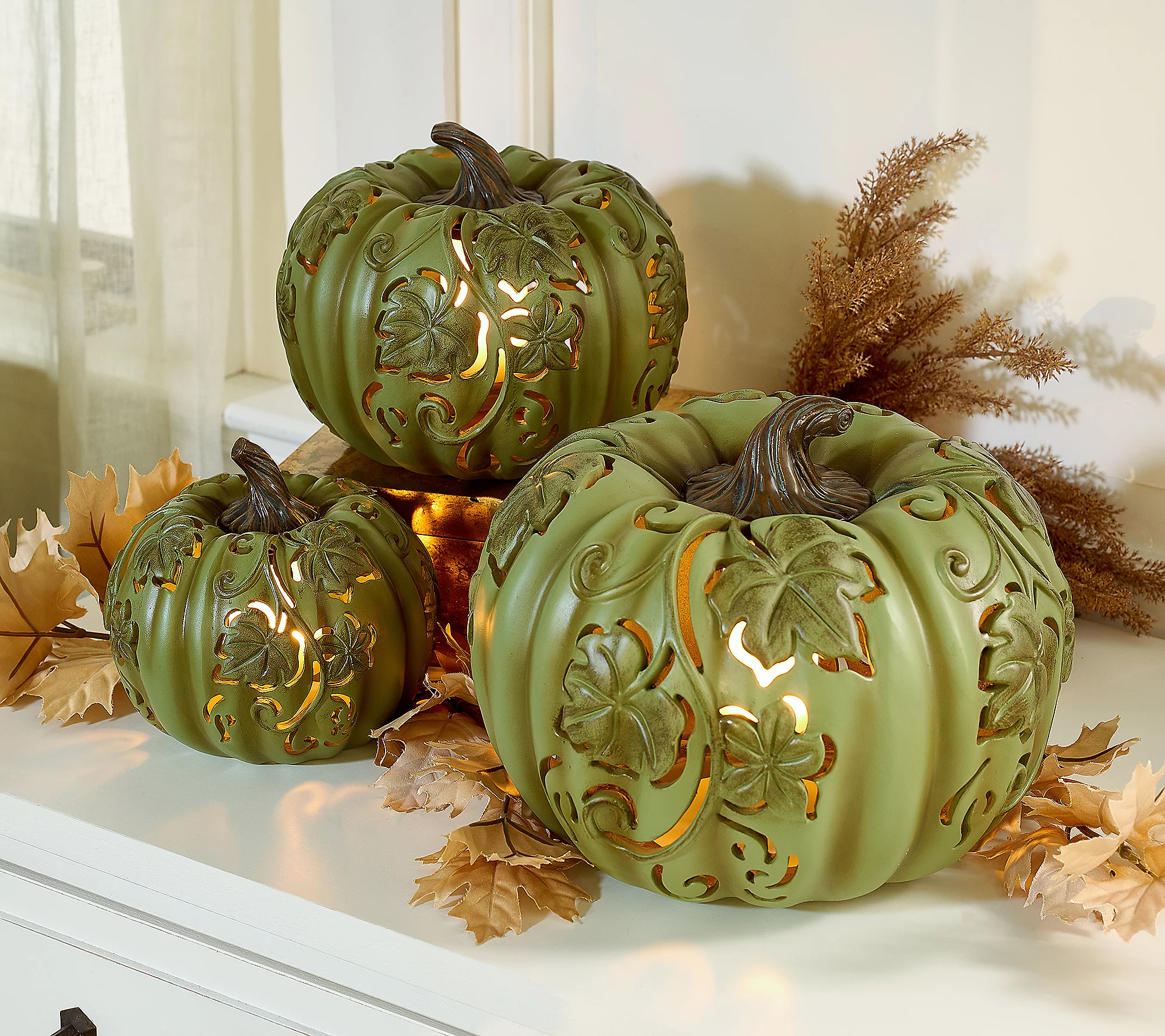 💝2025 New Halloween's Specials💝3-Piece Indoor/ Outdoor Flicker Flame Stacking Pumpkins