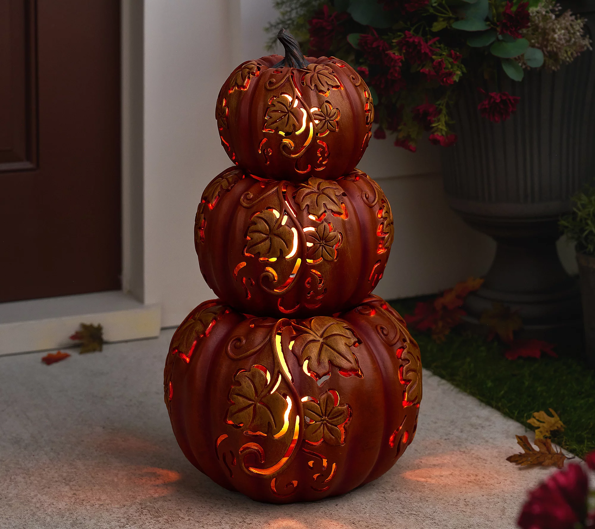 💝2025 New Halloween's Specials💝3-Piece Indoor/ Outdoor Flicker Flame Stacking Pumpkins