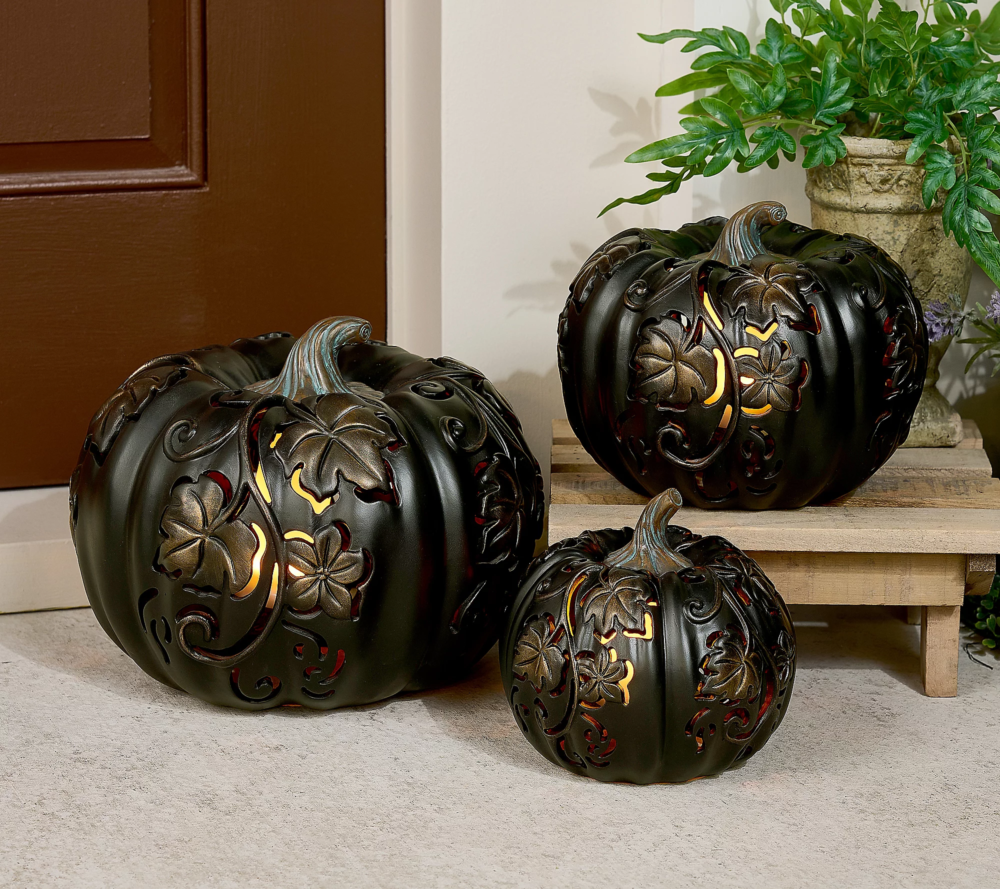 💝2025 New Halloween's Specials💝3-Piece Indoor/ Outdoor Flicker Flame Stacking Pumpkins