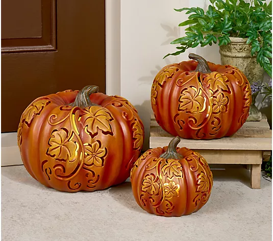 💝2025 New Halloween's Specials💝3-Piece Indoor/ Outdoor Flicker Flame Stacking Pumpkins