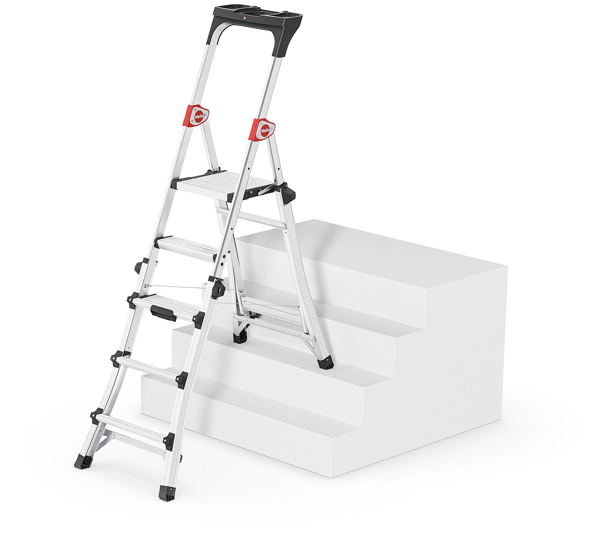 ✨💝𝗧𝗼𝗱𝗮𝘆'𝘀 𝗦𝗽𝗲𝗰𝗶𝗮𝗹𝘀✨ Buy 1 Get 1 Free ✨Hailo Adjustable Ladder w/ Safety Bar & XL Platform