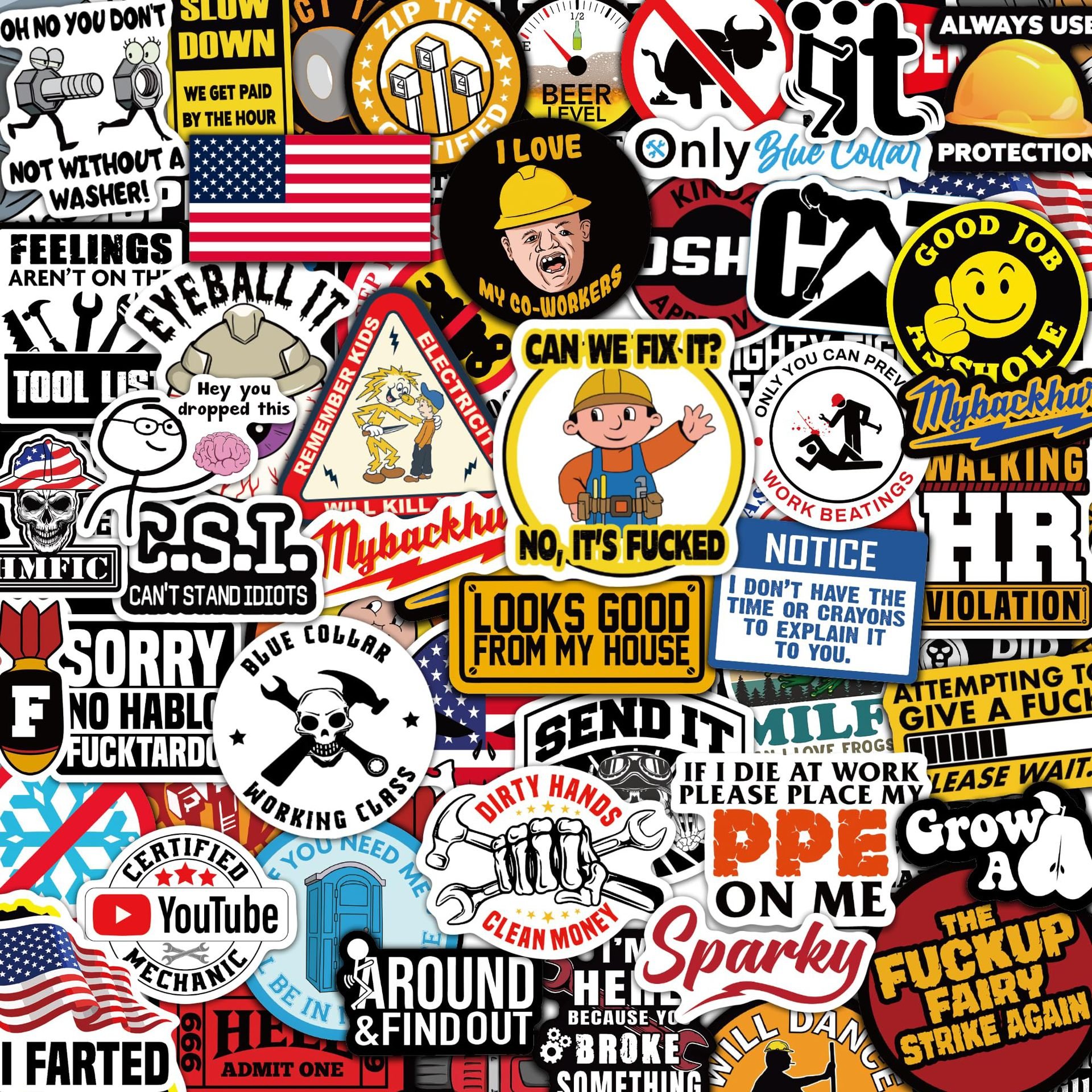 🔥LAST DAY 49% OFF - 🔥150Pcs Blue Collar Funny Stickers 👷‍♂️