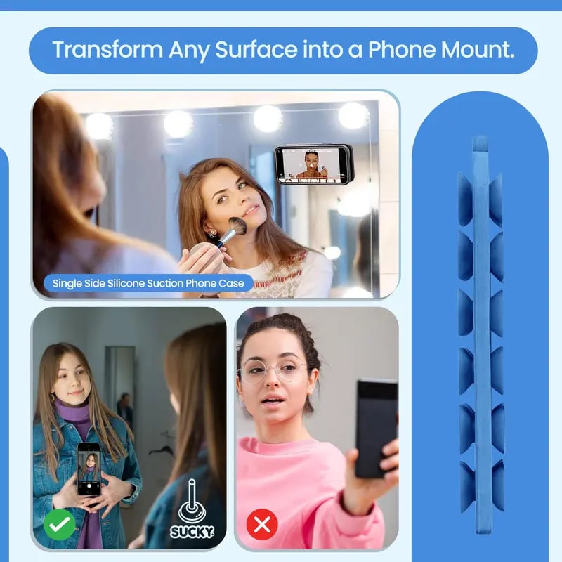 🏆HOT SALE ✨Silicone Suction Phone Case Mount, Non Slip Sticky Phone Grip for Cellphone, Strong Grip Holder for Selfies & Videos