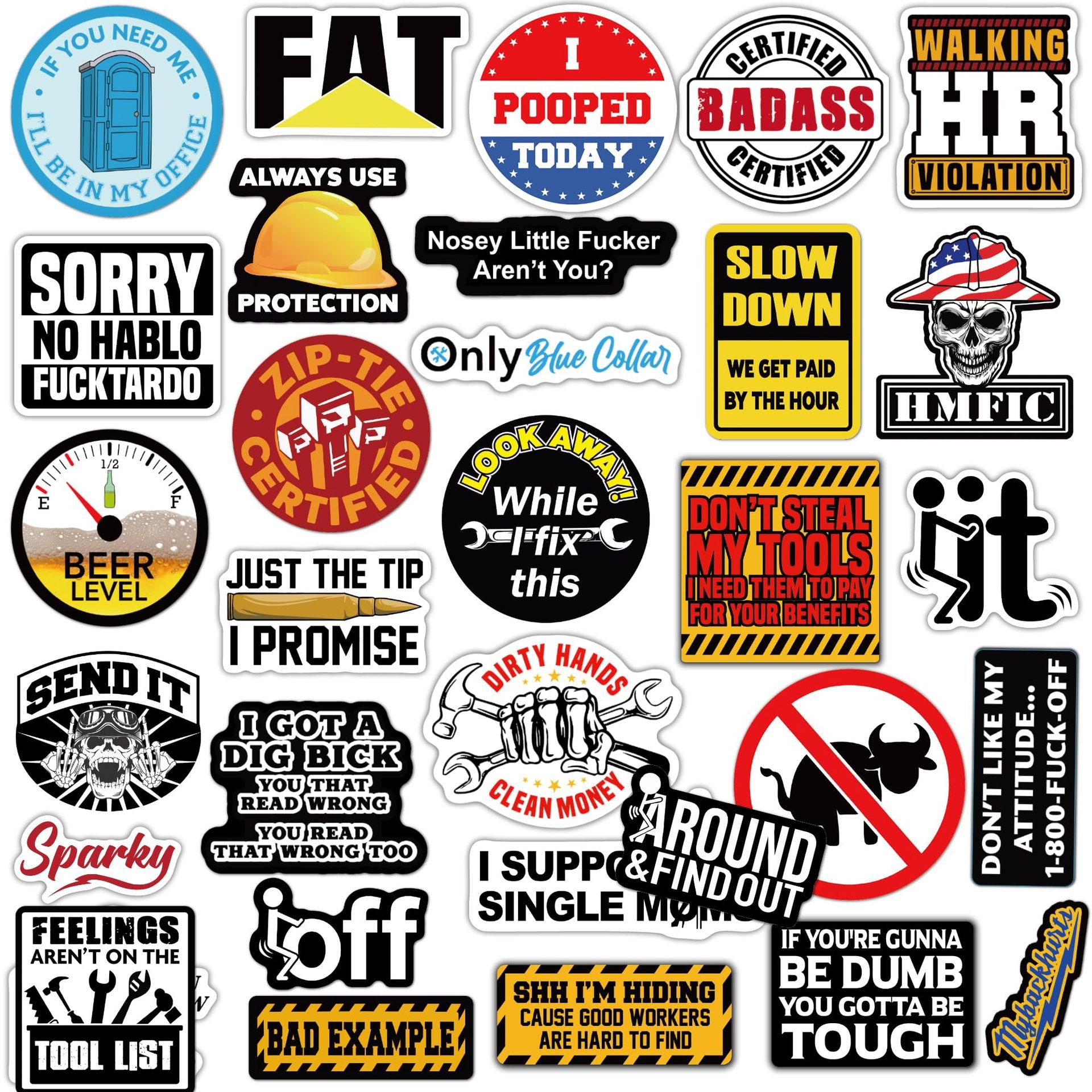 🔥LAST DAY 49% OFF - 🔥150Pcs Blue Collar Funny Stickers 👷‍♂️
