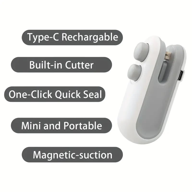 ✨Hot Sale 49% OFF💥Small 2-in-1 Rechargeable Magnetic Snack Sealer Household Mini Sealing Machine