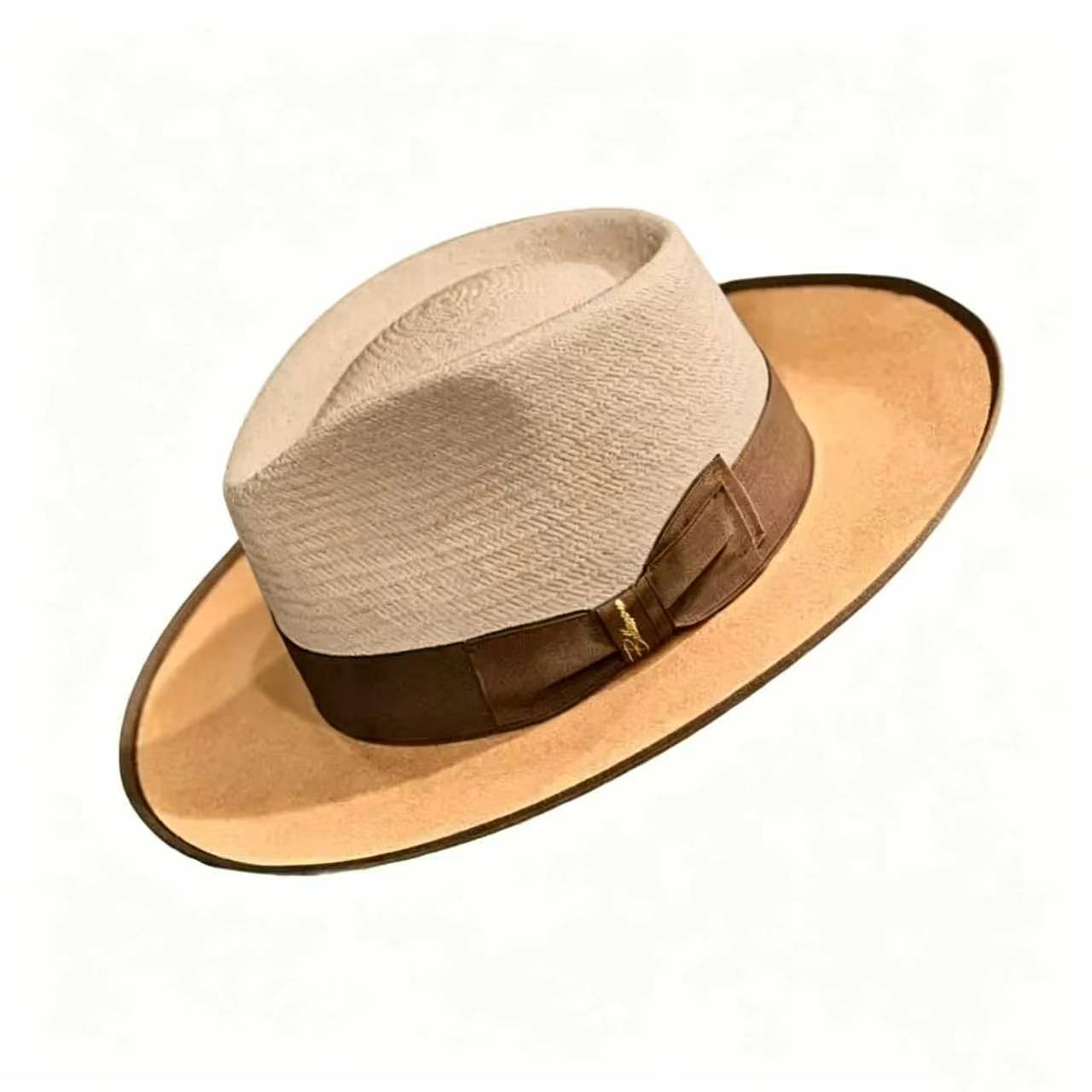 Exclusive Panama and Felt Two Tone Fox-Chocolate ( brown)