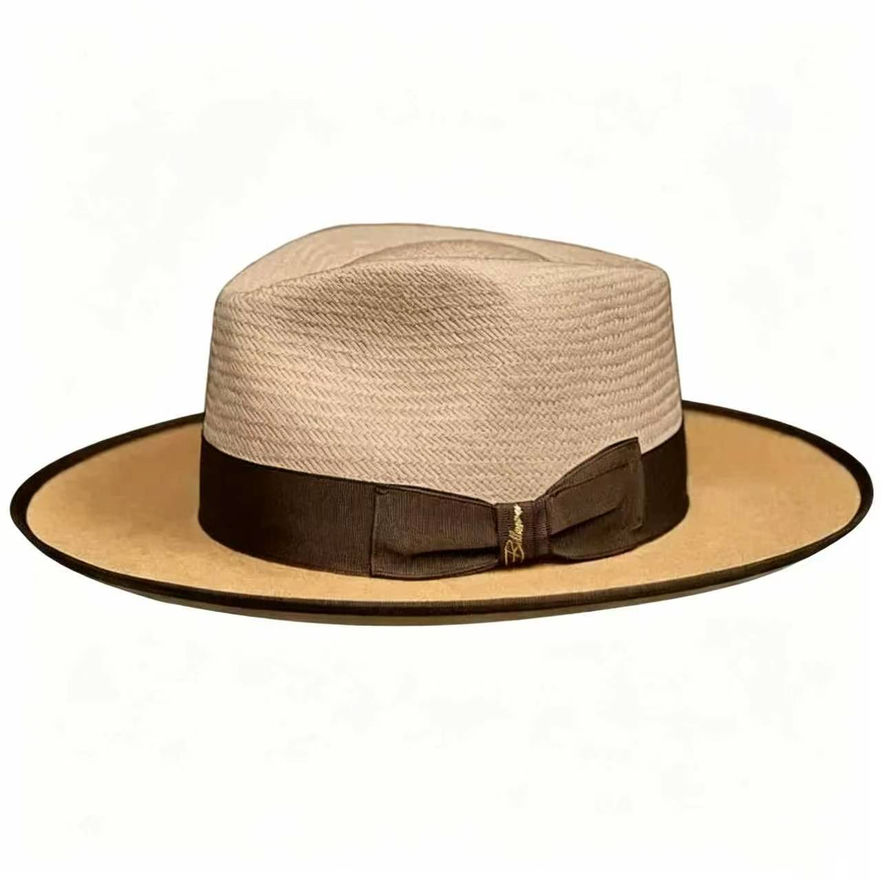 Exclusive Panama and Felt Two Tone Fox-Chocolate ( brown)