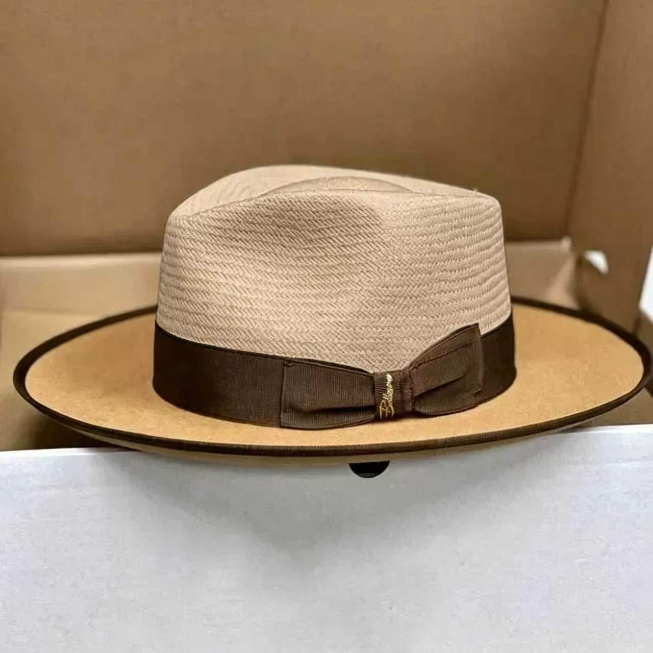 Exclusive Panama and Felt Two Tone Fox-Chocolate ( brown)