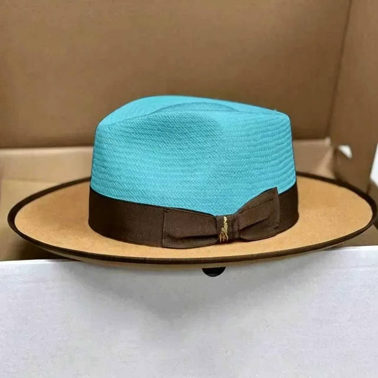 [Copy]Exclusive Panama and Felt Two Tone Fox-Pink(Camel)